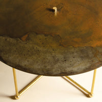 RENZO SERAFINI | QUATTRO QUARTI ROUND BROWN STEEL COFFEE TABLE WITH LED LIGHT