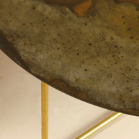 RENZO SERAFINI | QUATTRO QUARTI ROUND BROWN STEEL COFFEE TABLE WITH LED LIGHT