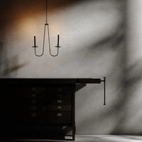 RENZO SERAFINI | PENOMBRA DOUBLE-ARM DARK BRASS CEILING CANDELABRUM