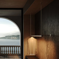 RENZO SERAFINI | METTINFILA BRUSHED BRASS LED PENDANT LIGHT & COAT RACK