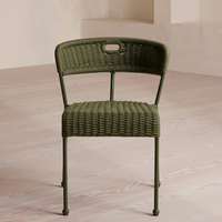 Lisson dining chairs by Soho Home crafted using a bespoke hand-dyed woven rope suspension. Olive green colour and stackable design.