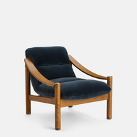 KARINE ARMCHAIR | MIDTONE OAK | GREY BLUE VELVET