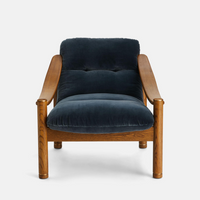 KARINE ARMCHAIR | MIDTONE OAK | GREY BLUE VELVET