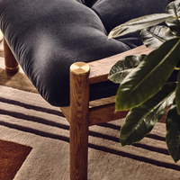 KARINE ARMCHAIR | MIDTONE OAK | GREY BLUE VELVET