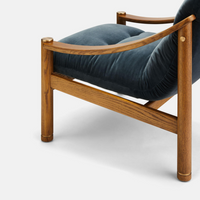 KARINE ARMCHAIR | MIDTONE OAK | GREY BLUE VELVET