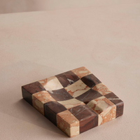 CALABRIA CHECK MARBLE ASHTRAY | PINK & RED