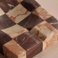 CALABRIA CHECK MARBLE ASHTRAY | PINK & RED