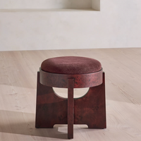 DARLTON BURL FOOTSTOOL | LINEN CHENILLE, BORDEAUX