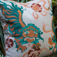 GUO PEI | LION DANCE PINK CUSHION