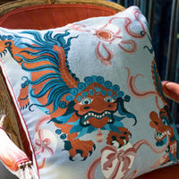 GUO PEI | LION DANCE BLUE CUSHION