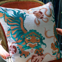 GUO PEI | LION DANCE PINK CUSHION