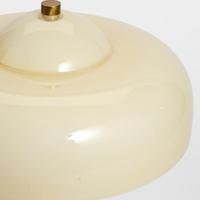 Soho Home Giovanni Table Lamp Cream. Crafted white domed glass. Aged brass details. Dimmable light.