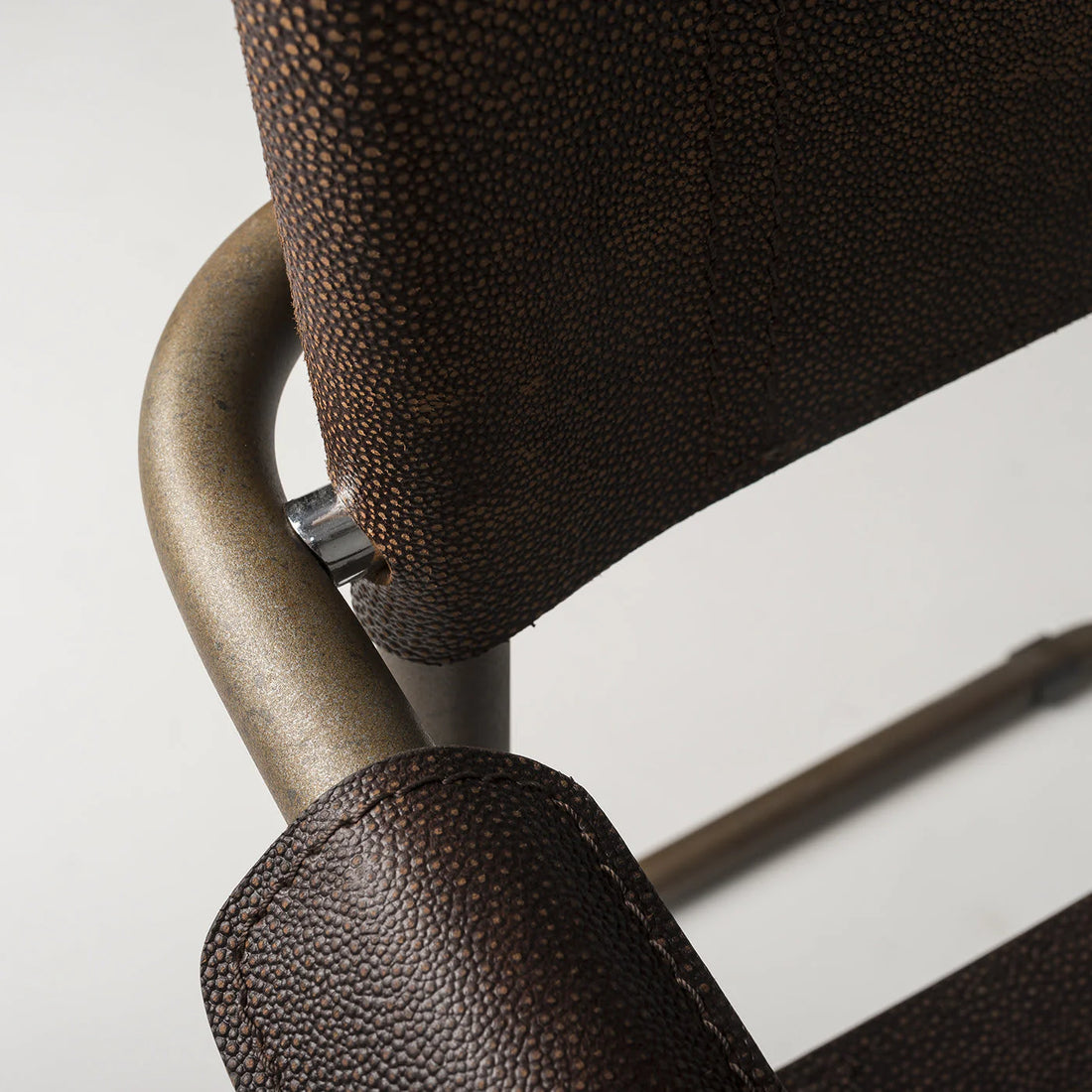 MANTELLASSI 1926 | MECCANICA BROWN GALUCHAT LEATHER CHAIR WITH ARMRESTS