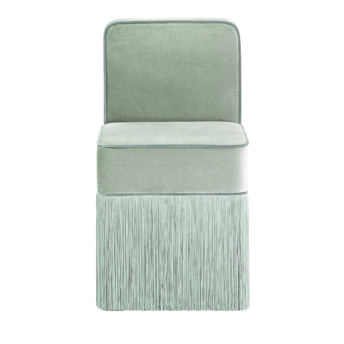 LORENZA BOZZOLI COUTURE | SQUARE LIGHT MINT VELVET WITH FRINGES CHAIR