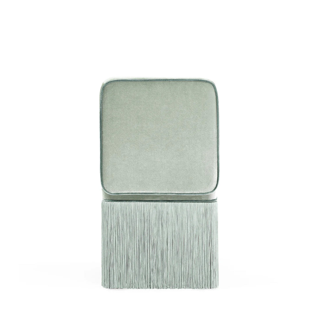 LORENZA BOZZOLI COUTURE | SQUARE LIGHT MINT VELVET WITH FRINGES CHAIR