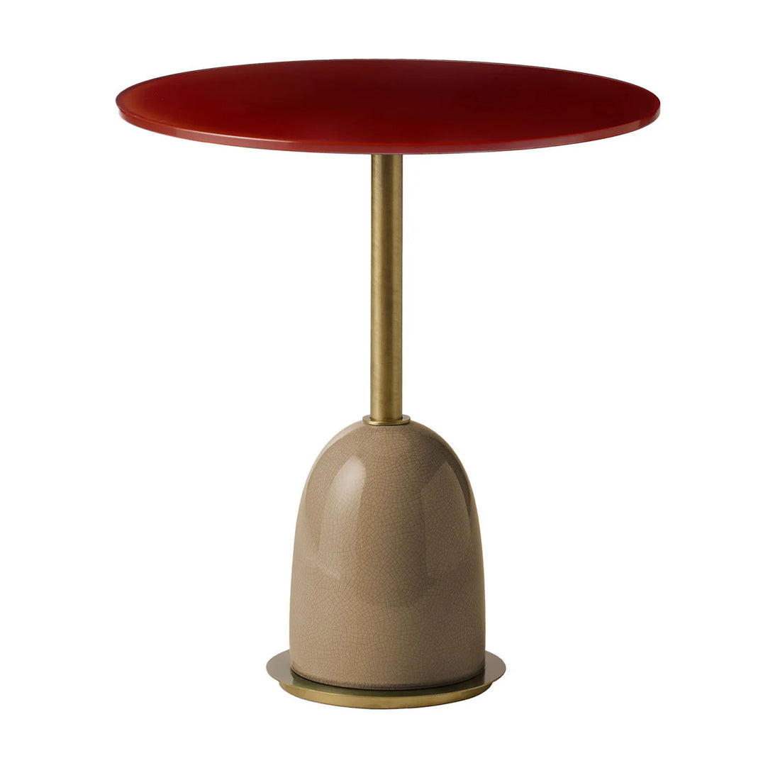 MARIONI | PINS ROUND RED CERAMIC AND GLASS SIDE TABLE