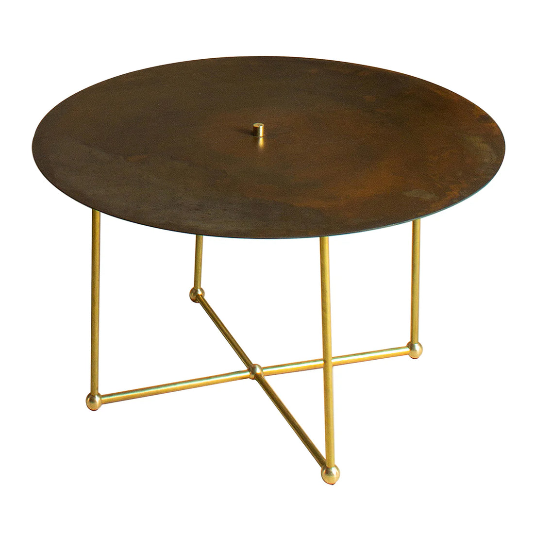 RENZO SERAFINI | QUATTRO QUARTI ROUND BROWN STEEL COFFEE TABLE WITH LED LIGHT