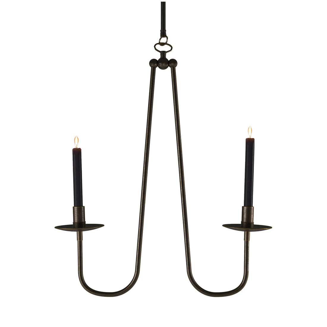 RENZO SERAFINI | PENOMBRA DOUBLE-ARM DARK BRASS CEILING CANDELABRUM