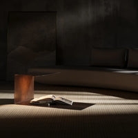 RENZO SERAFINI | TERRA GRAY STEEL SIDE TABLE WITH LED LIGHT