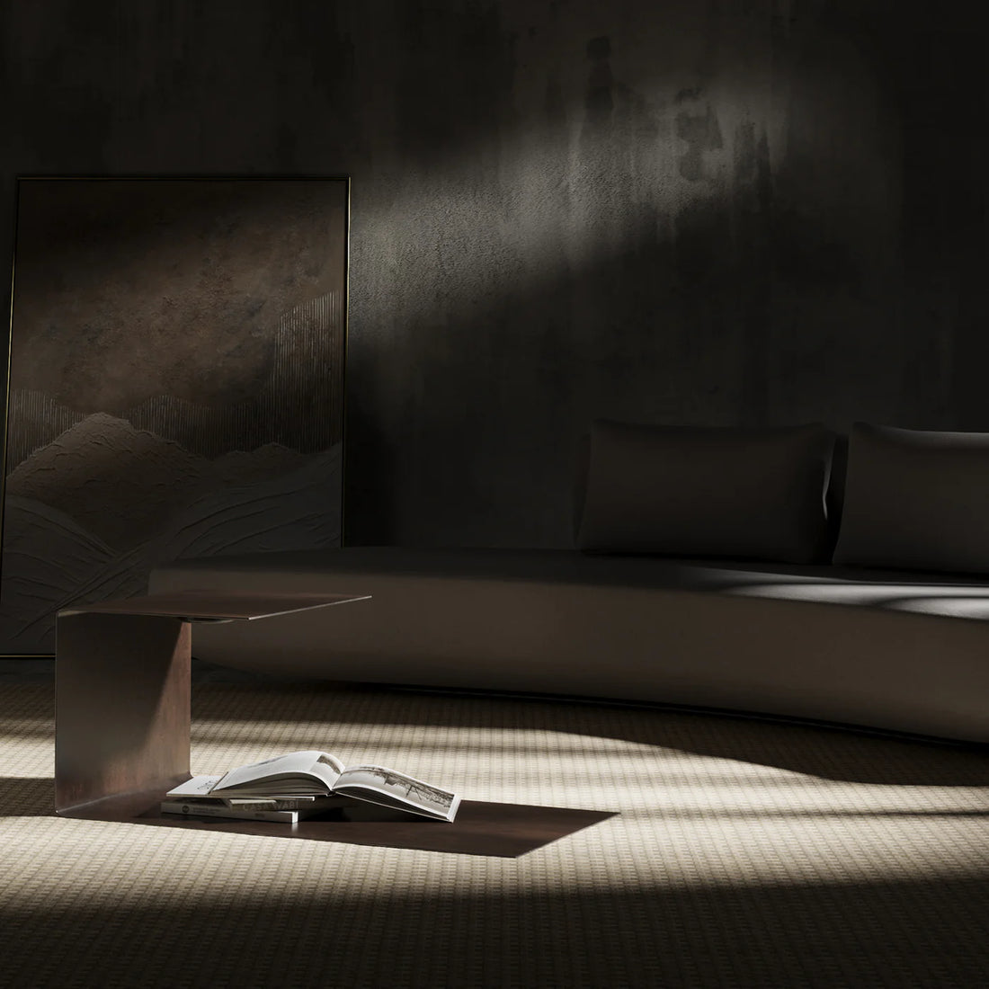 RENZO SERAFINI | TERRA GRAY STEEL SIDE TABLE WITH LED LIGHT
