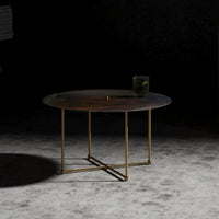 RENZO SERAFINI | QUATTRO QUARTI ROUND BROWN STEEL COFFEE TABLE WITH LED LIGHT