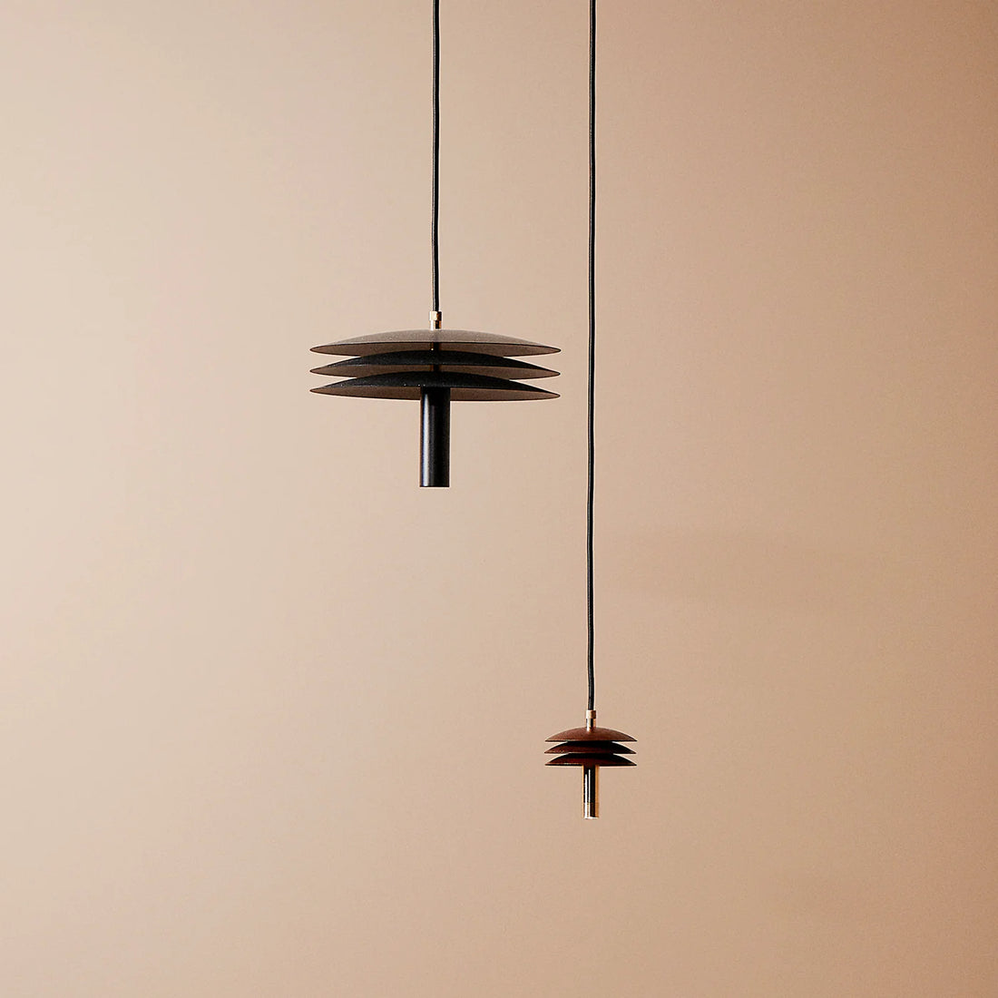RENZO SERAFINI | ISOLATORE 100 BROWN IRON & BRASS PENDANT LAMP