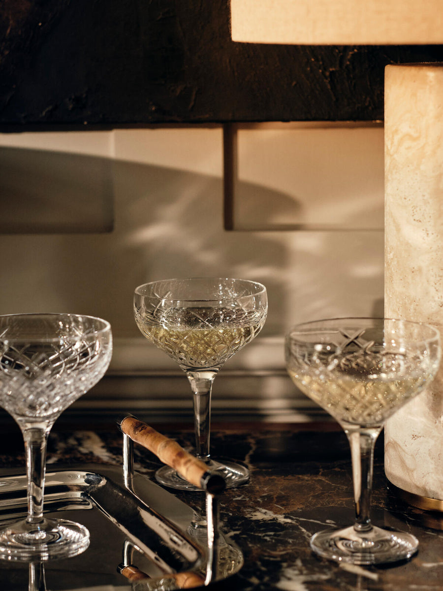BARWELL CUT CRYSTAL CHAMPAGNE COUP | SET OF FOUR