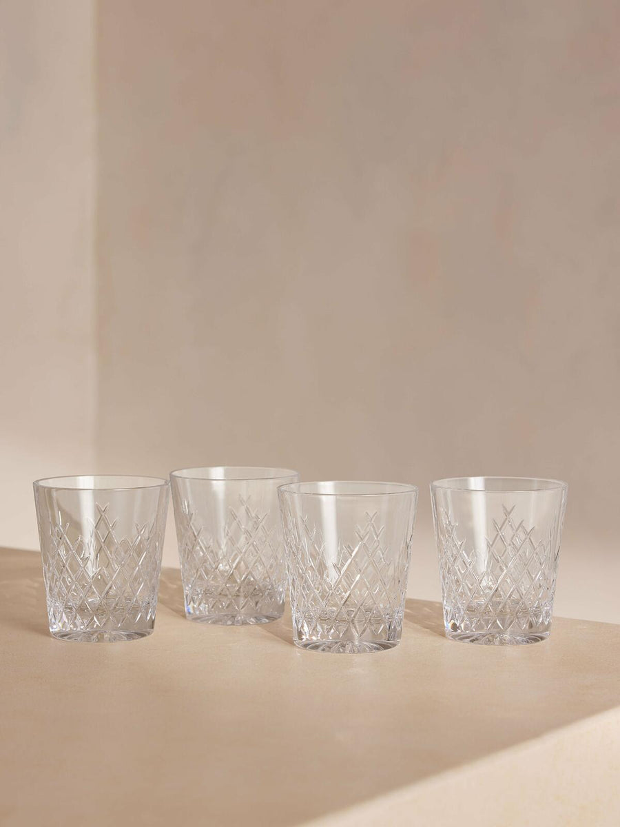 BARWELL CUT CRYSTAL ROCKS GLASS | SET OF FOUR