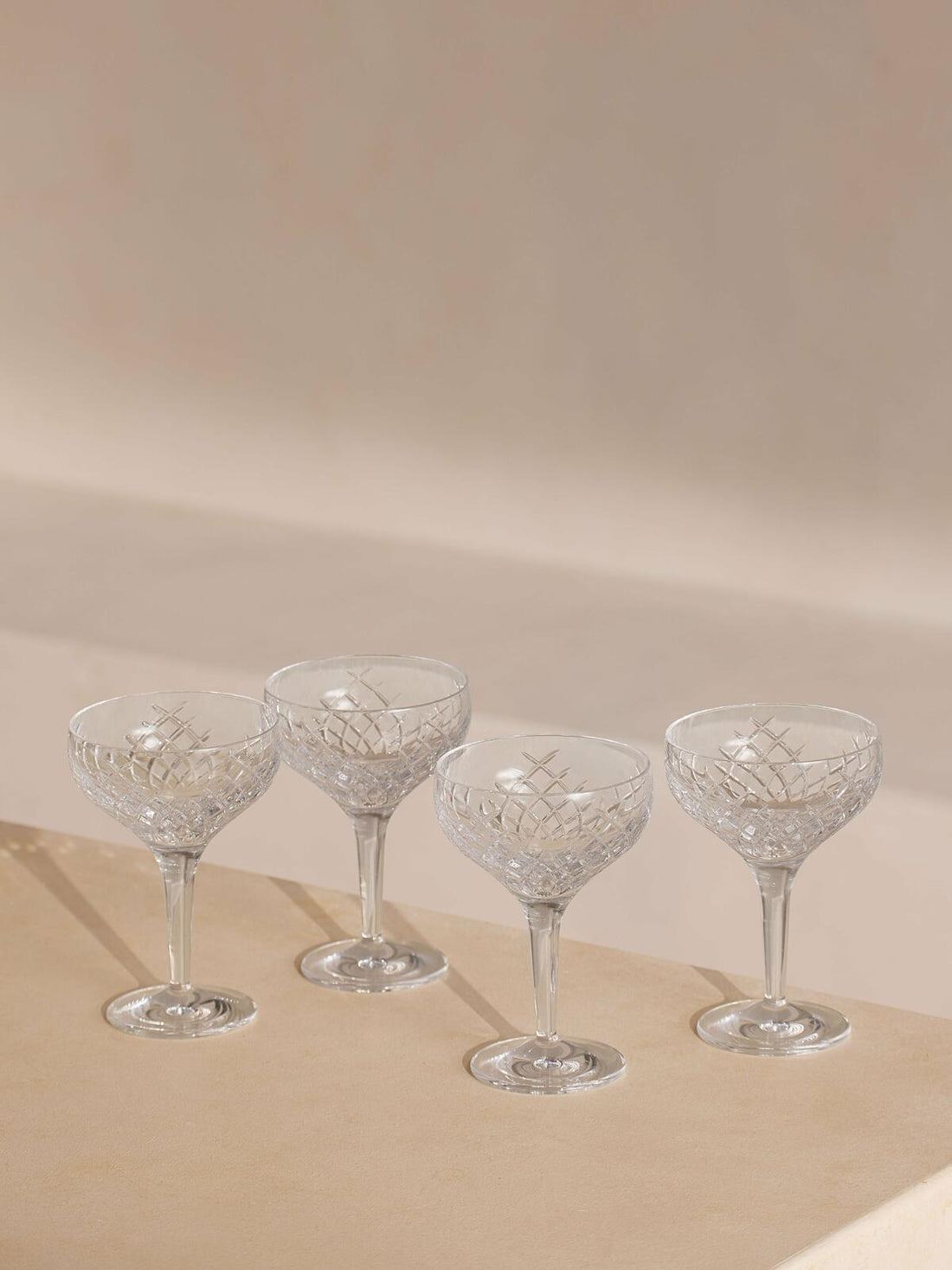 BARWELL CUT CRYSTAL CHAMPAGNE COUP | SET OF FOUR