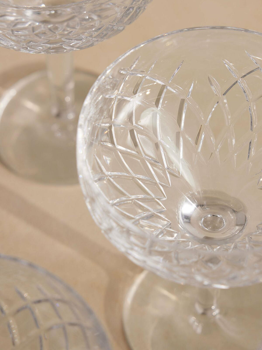 BARWELL CUT CRYSTAL CHAMPAGNE COUP | SET OF FOUR