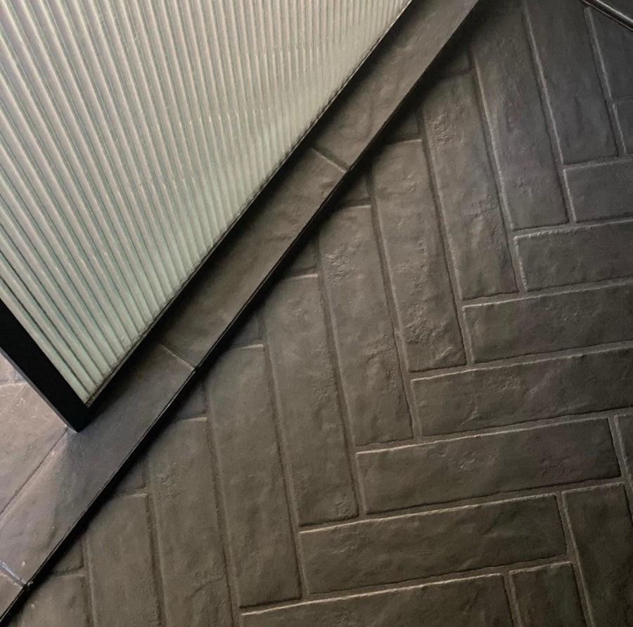 The Tile People Marazzi Bricco Porcelain Wall and Floor Tile. Herringbone layout