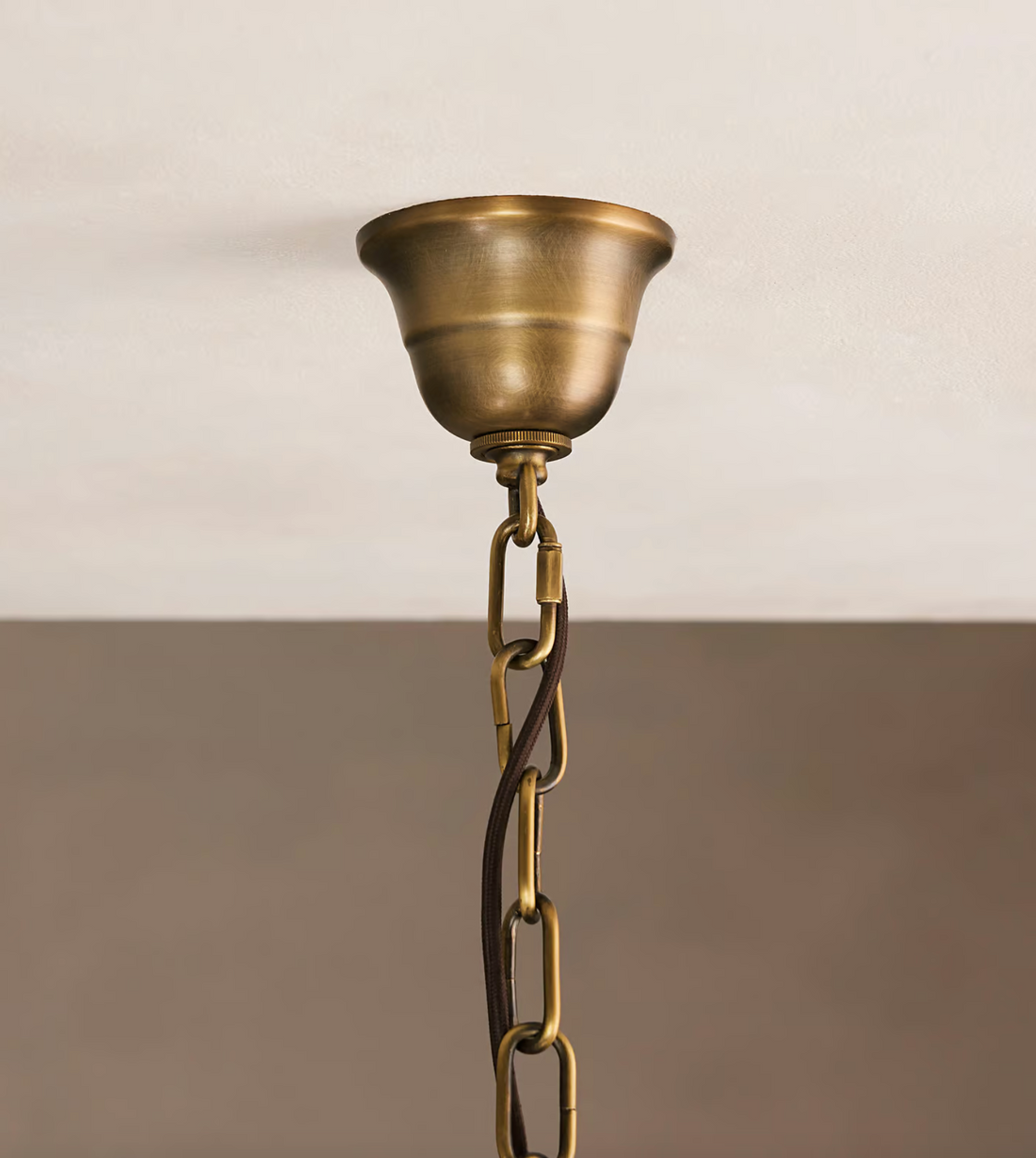 Chiara Chandelier by Soho Home. Multiple green ombre, scalloped glass tubular sections. Hand-finished by skilled artisans. Inspired by Soho Home.