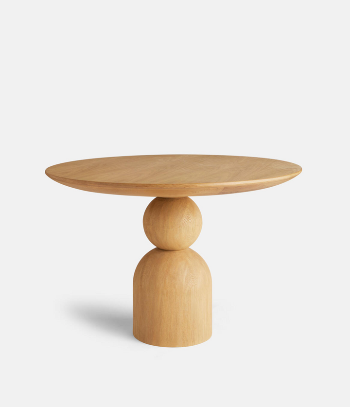 Lowden Round Oak Dining Table by Soho Home. Simple yet sculptural form creates a modern crafted look. Inspired by Soho House.