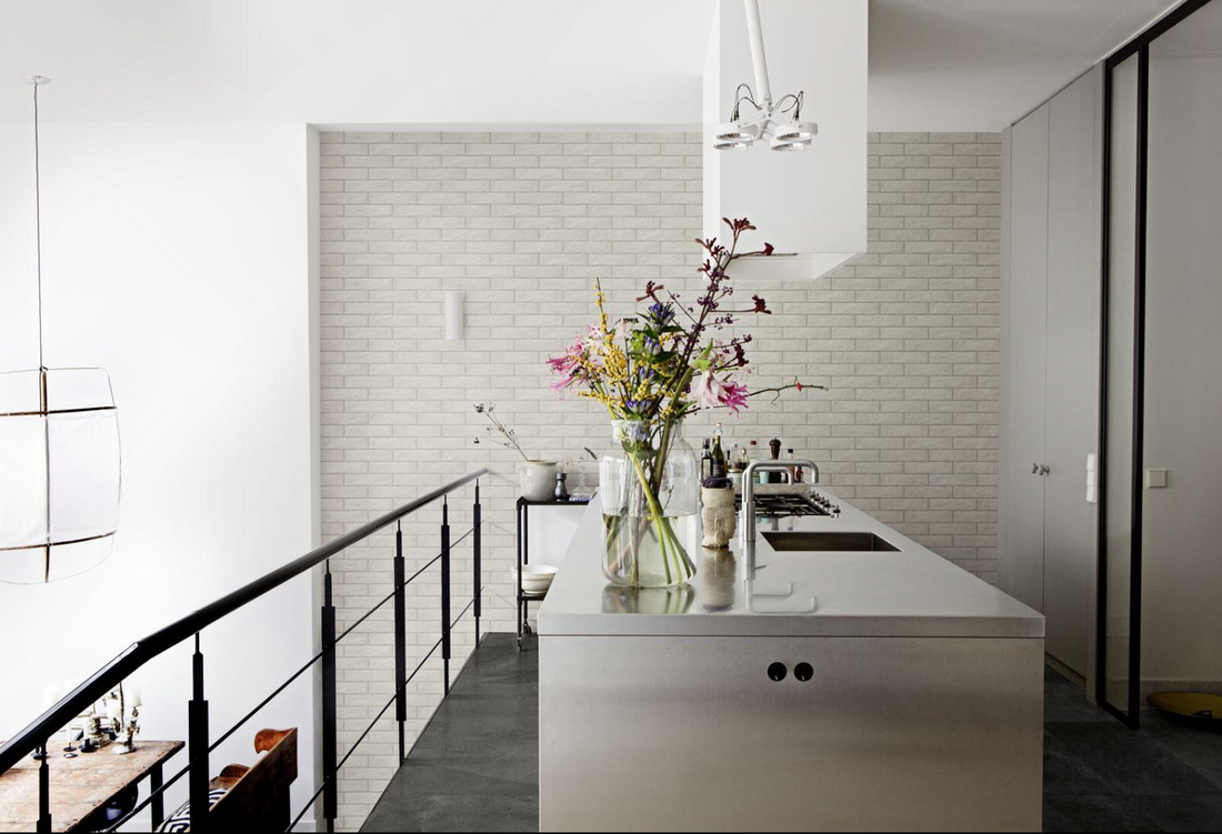 The Tile People Marazzi Bricco Porcelain Wall and Floor Tile. Herringbone layout