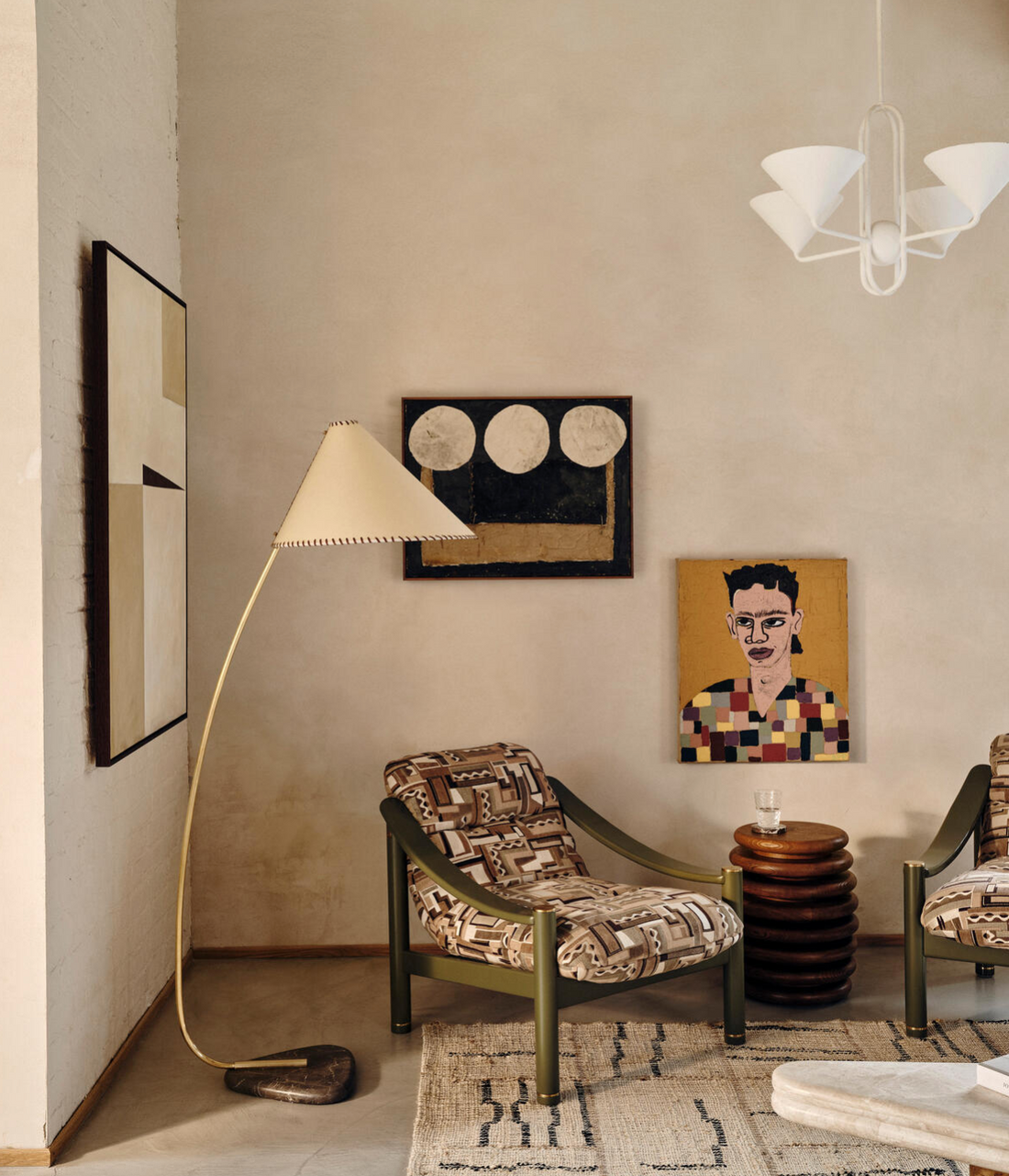 Soho Home Lina Floor Lamp. Made of leather, brass and marble