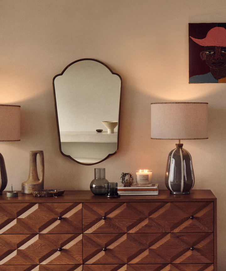 Soho Home Betty Antique Brass Mirror Short