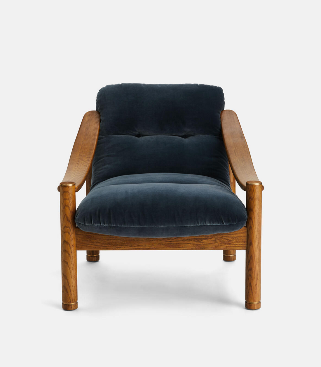 KARINE ARMCHAIR | MIDTONE OAK | GREY BLUE VELVET