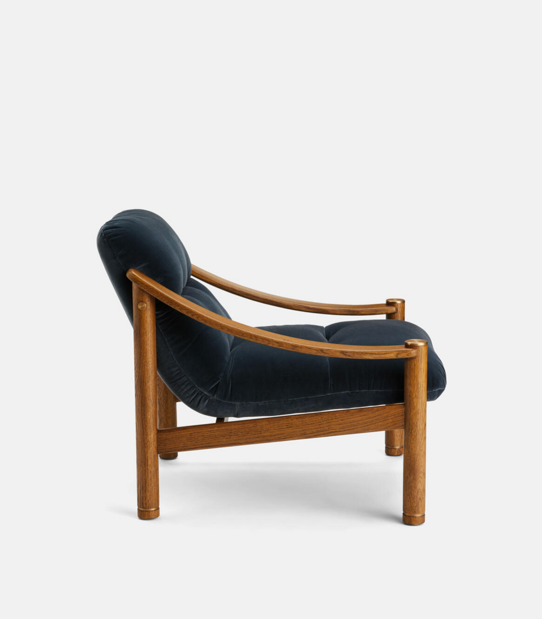 KARINE ARMCHAIR | MIDTONE OAK | GREY BLUE VELVET