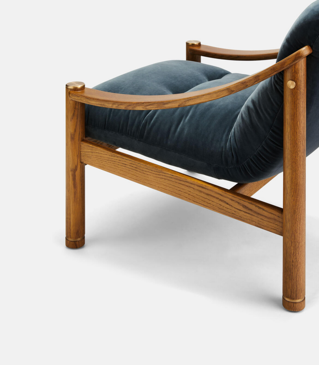 KARINE ARMCHAIR | MIDTONE OAK | GREY BLUE VELVET