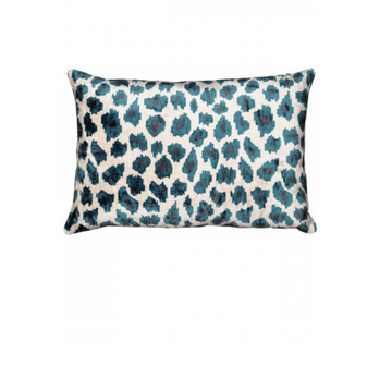 VELVET IKAT LEOPARD BLUE CUSHION