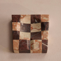 CALABRIA CHECK MARBLE ASHTRAY | PINK & RED