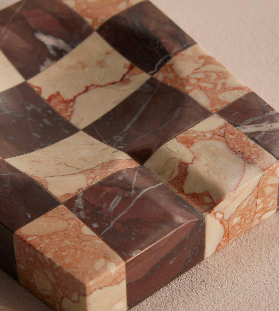 CALABRIA CHECK MARBLE ASHTRAY | PINK & RED