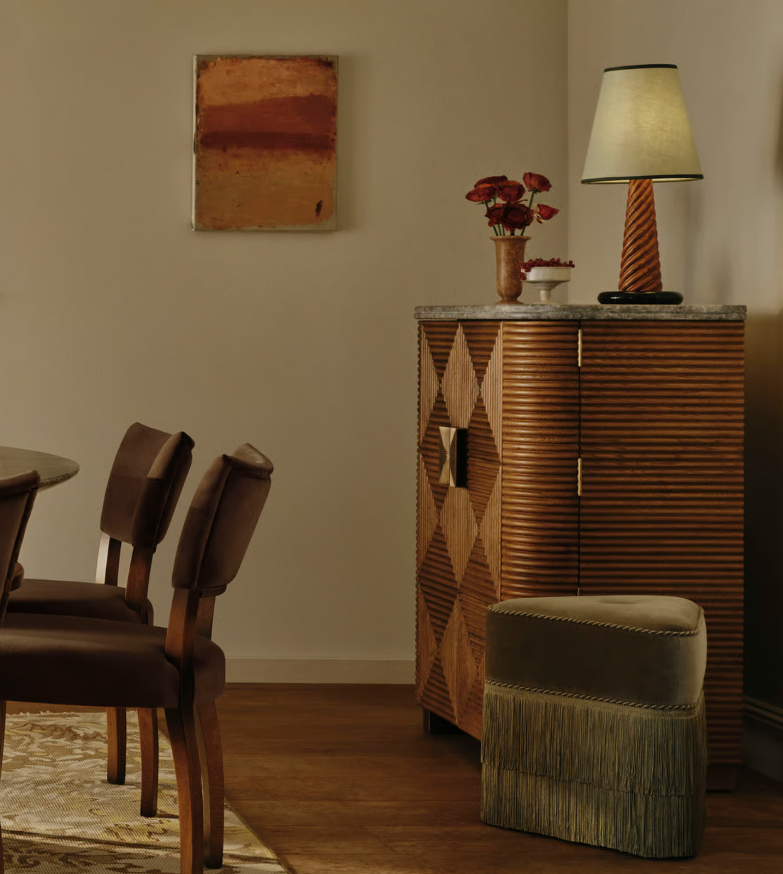 MARTA FOOTSTOOL | VELVET, LICHEN