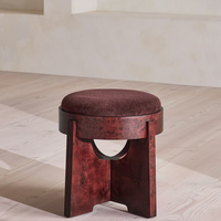 DARLTON BURL FOOTSTOOL | LINEN CHENILLE, BORDEAUX