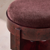DARLTON BURL FOOTSTOOL | LINEN CHENILLE, BORDEAUX