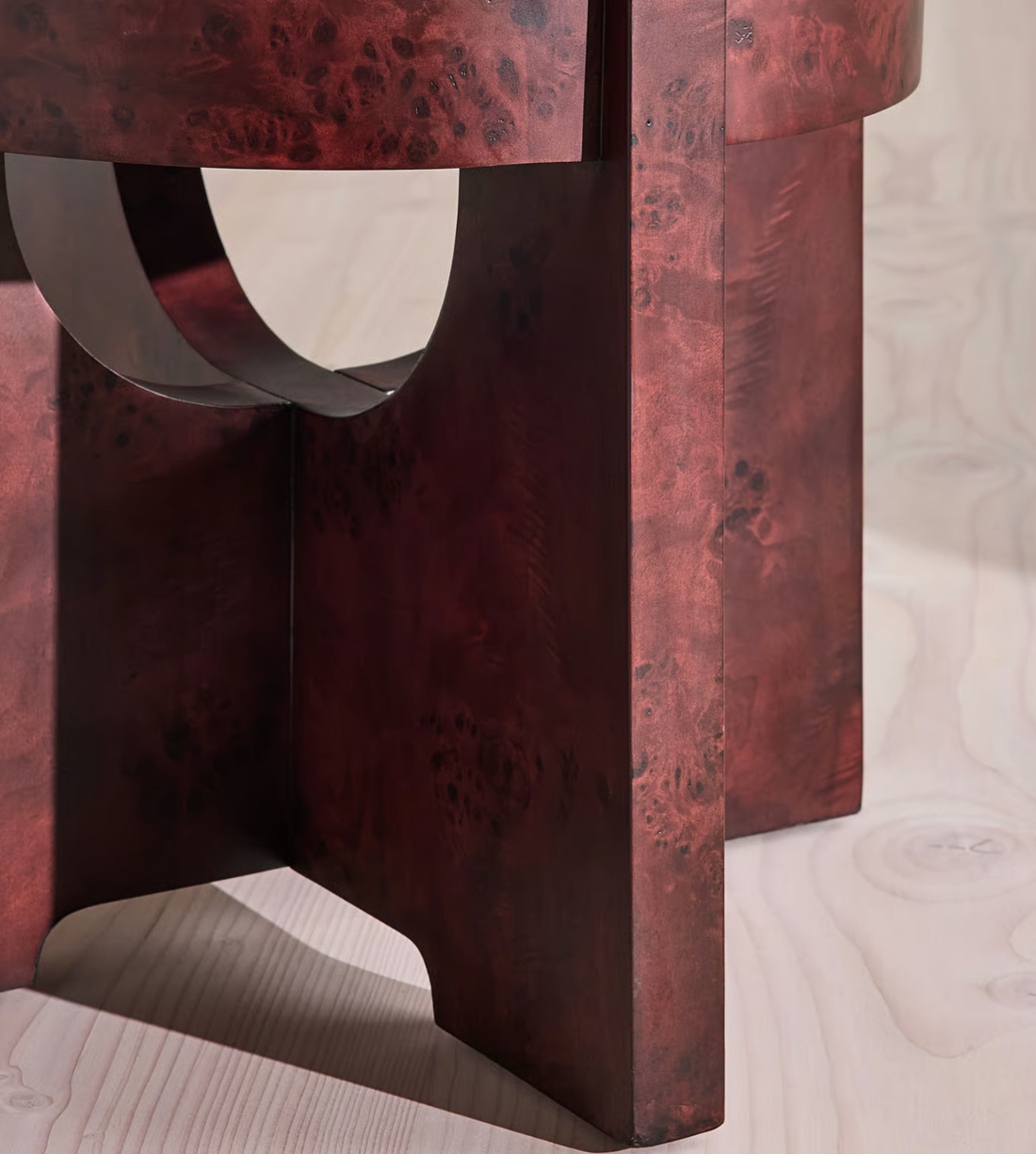 DARLTON BURL FOOTSTOOL | LINEN CHENILLE, BORDEAUX
