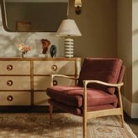 THEODORE BURL ARMCHAIR | LINEN CHENILLE, BORDEAUX