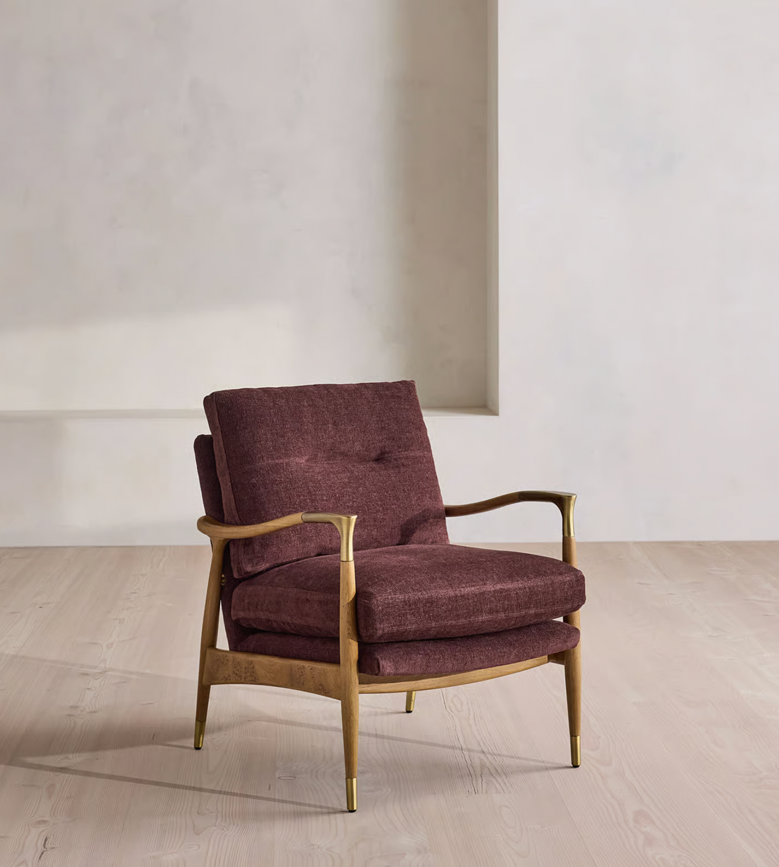 THEODORE BURL ARMCHAIR | LINEN CHENILLE, BORDEAUX