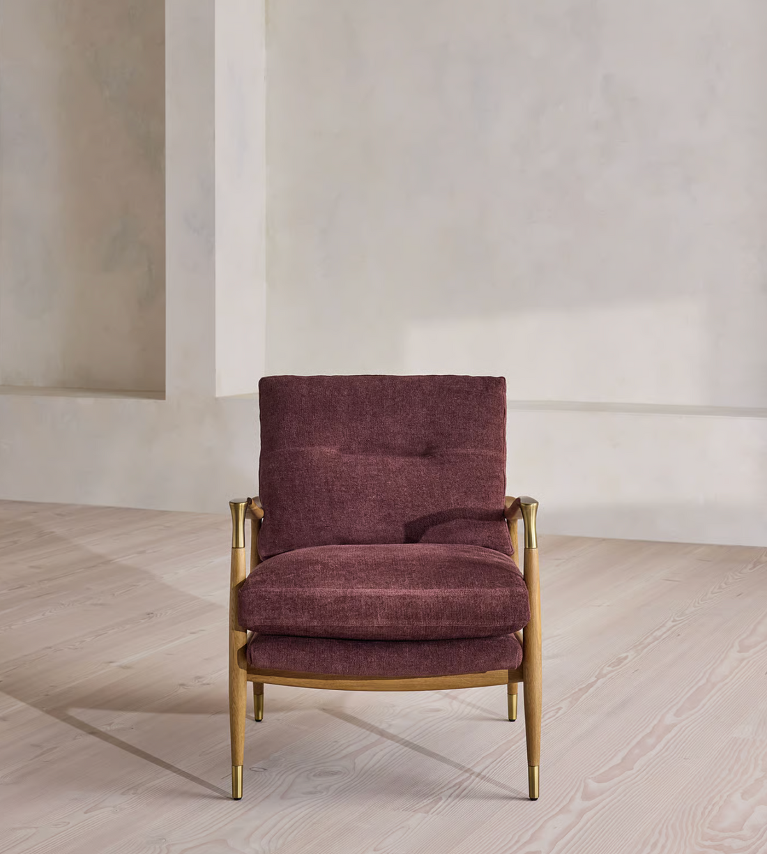 THEODORE BURL ARMCHAIR | LINEN CHENILLE, BORDEAUX