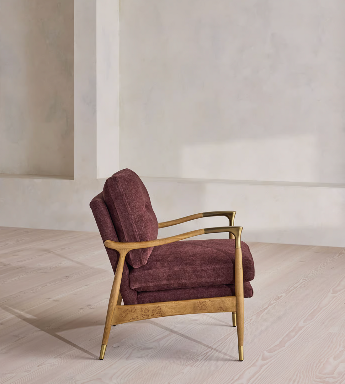 THEODORE BURL ARMCHAIR | LINEN CHENILLE, BORDEAUX
